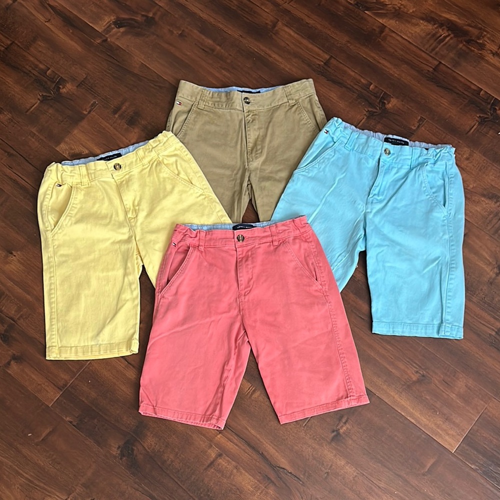 Tommy Hilfiger Boy’s shorts sz 16, Coral Red, Dark Khaki, Yellow & Robin Blue!